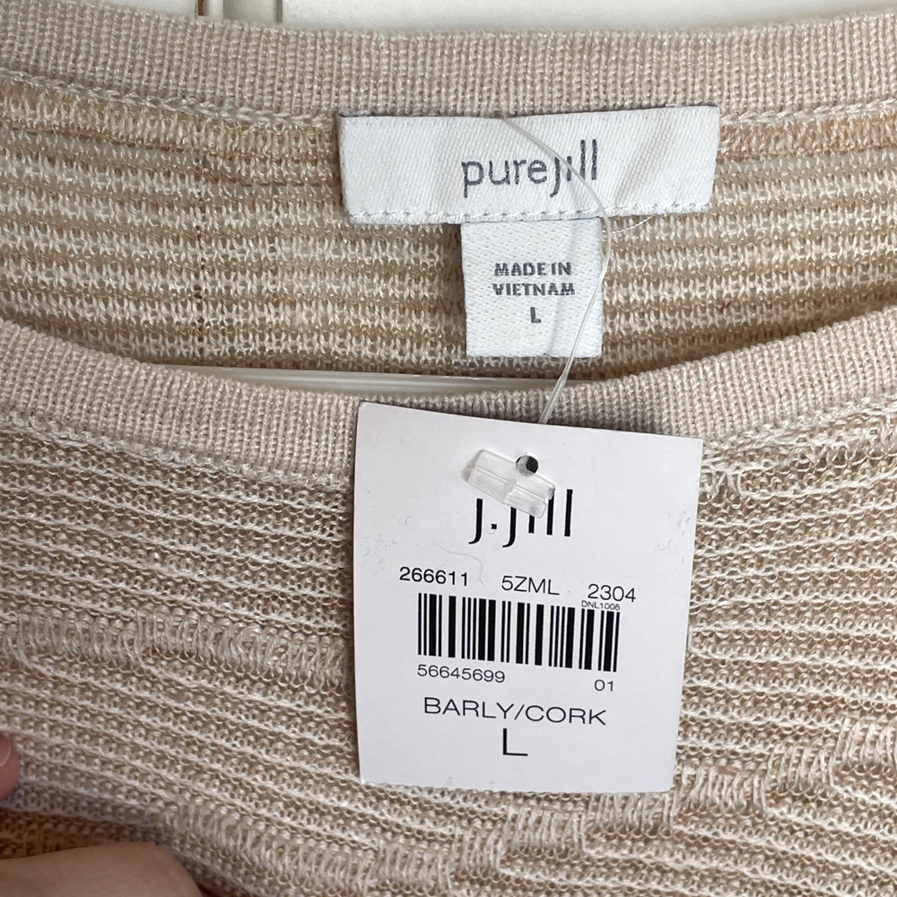 NWT Pure Jill Women's Relaxed Textured Linen Blend Sweater Sz L Natural Coastal - Picture 9 of 16